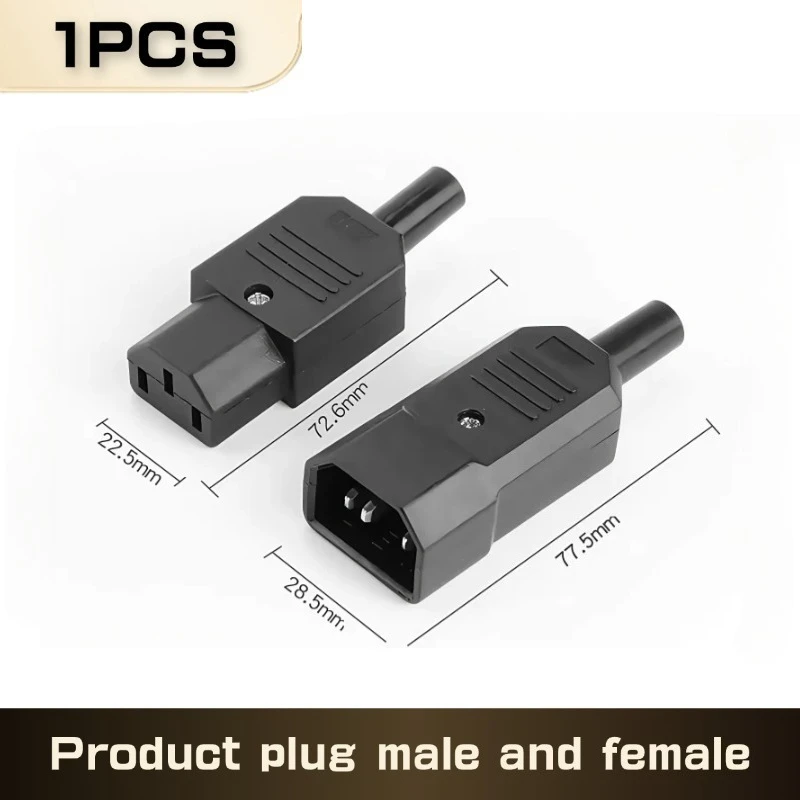 

10A 250V IEC Straight Cable Plug Connector C13 C14 Female Male Plug Rewirable Power Connector 3 Pin AC Socket Industrial Plug BK