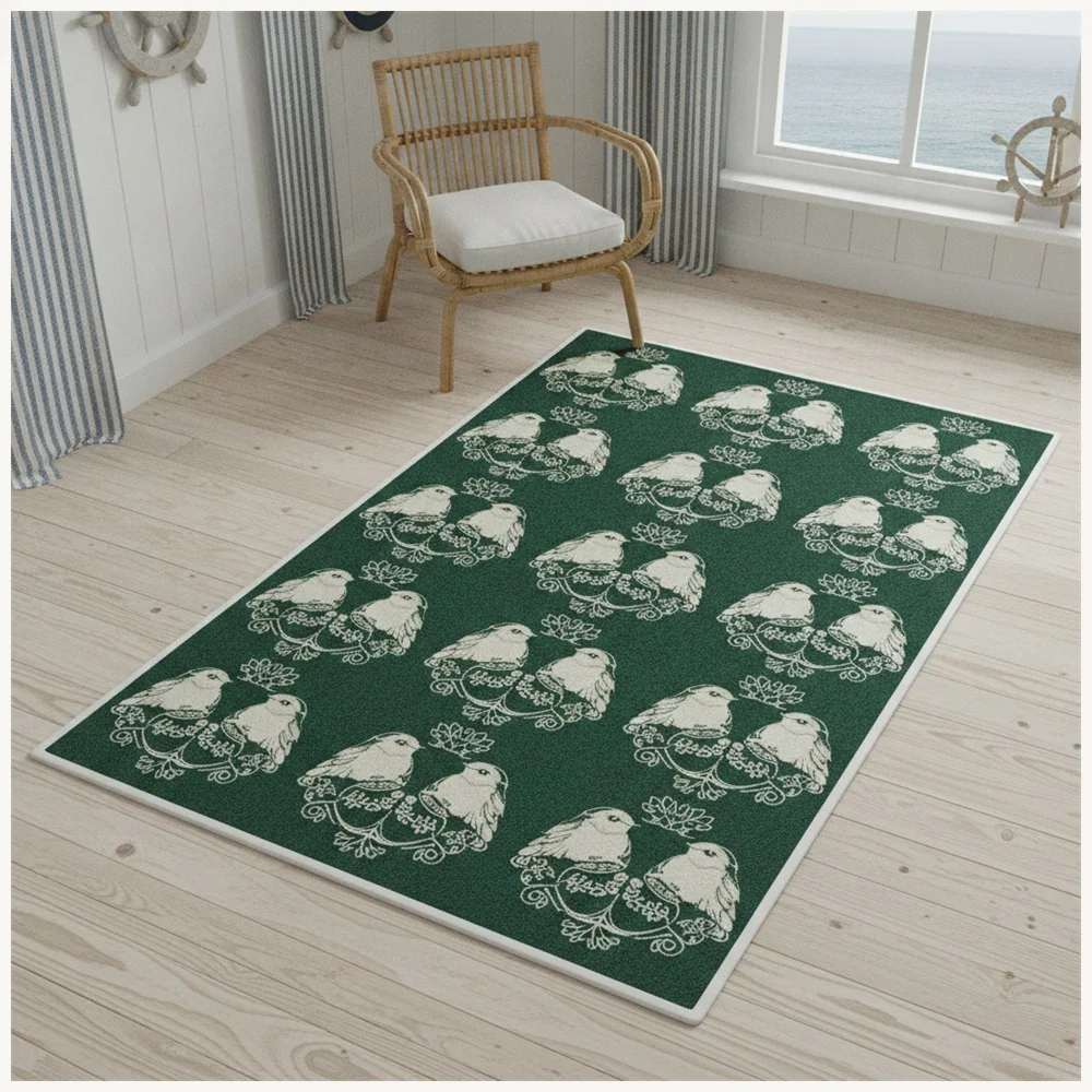 VIKAMA British Forest Cream Robin Flannel Door Mat, Memory Foam Anti-Slip Mat, UK Home Decor for Kitchen, Utility Room