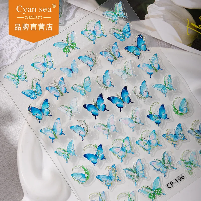 Fresh Bluebell Flower Butterfly Stickers Self Adhesive Waterproof for Journaling Camera CCD Decal DIY Hot Selling Cross Border