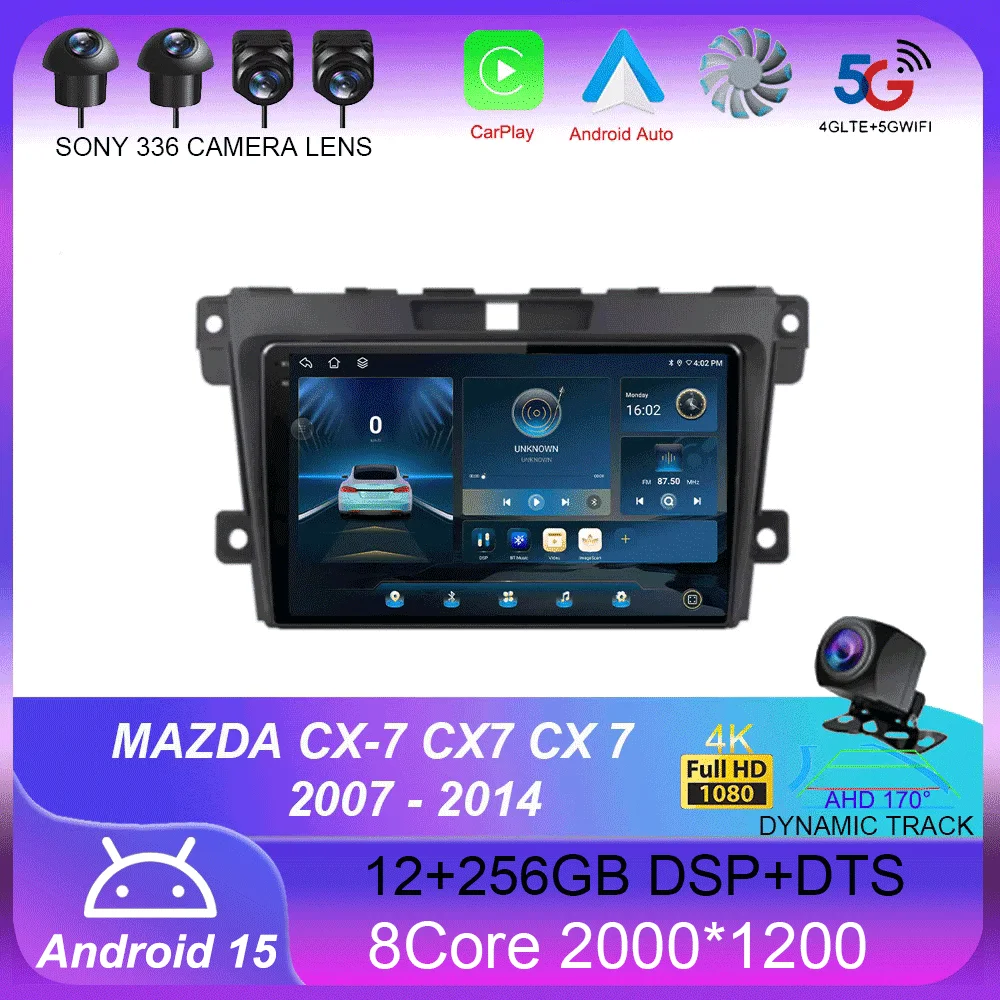 

Android 15 Carplay Auto For MAZDA CX-7 CX7 CX 7 2007 2008 2009 2010 2011 - 2014 Car Radio Multimedia Video Player Navigation GPS