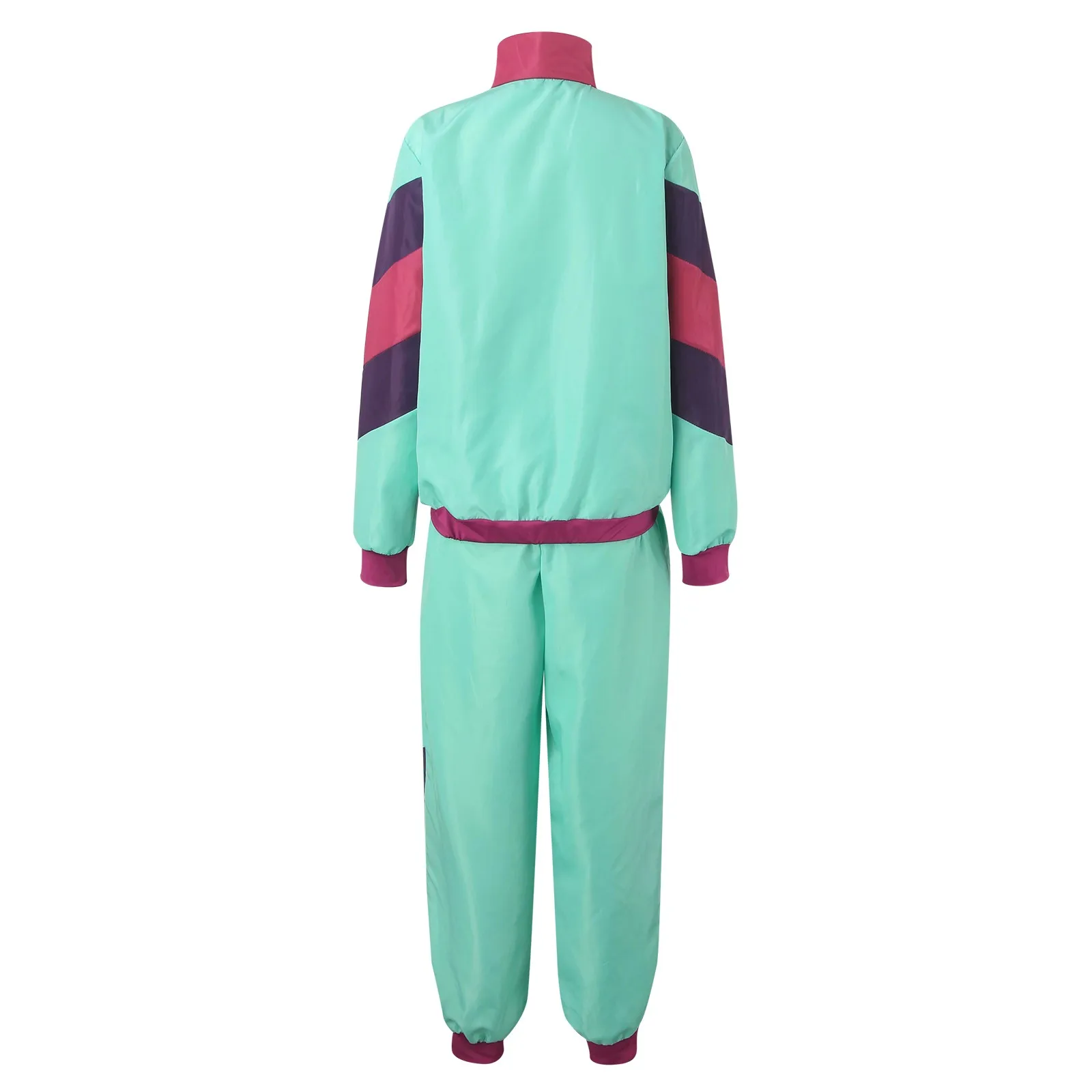 Adult Women And Man 80s Tracksuit Set Retro Hip Hop Windbreaker Disco Tracksuit Colorblock Loose Fashionable Two Piece Outfits