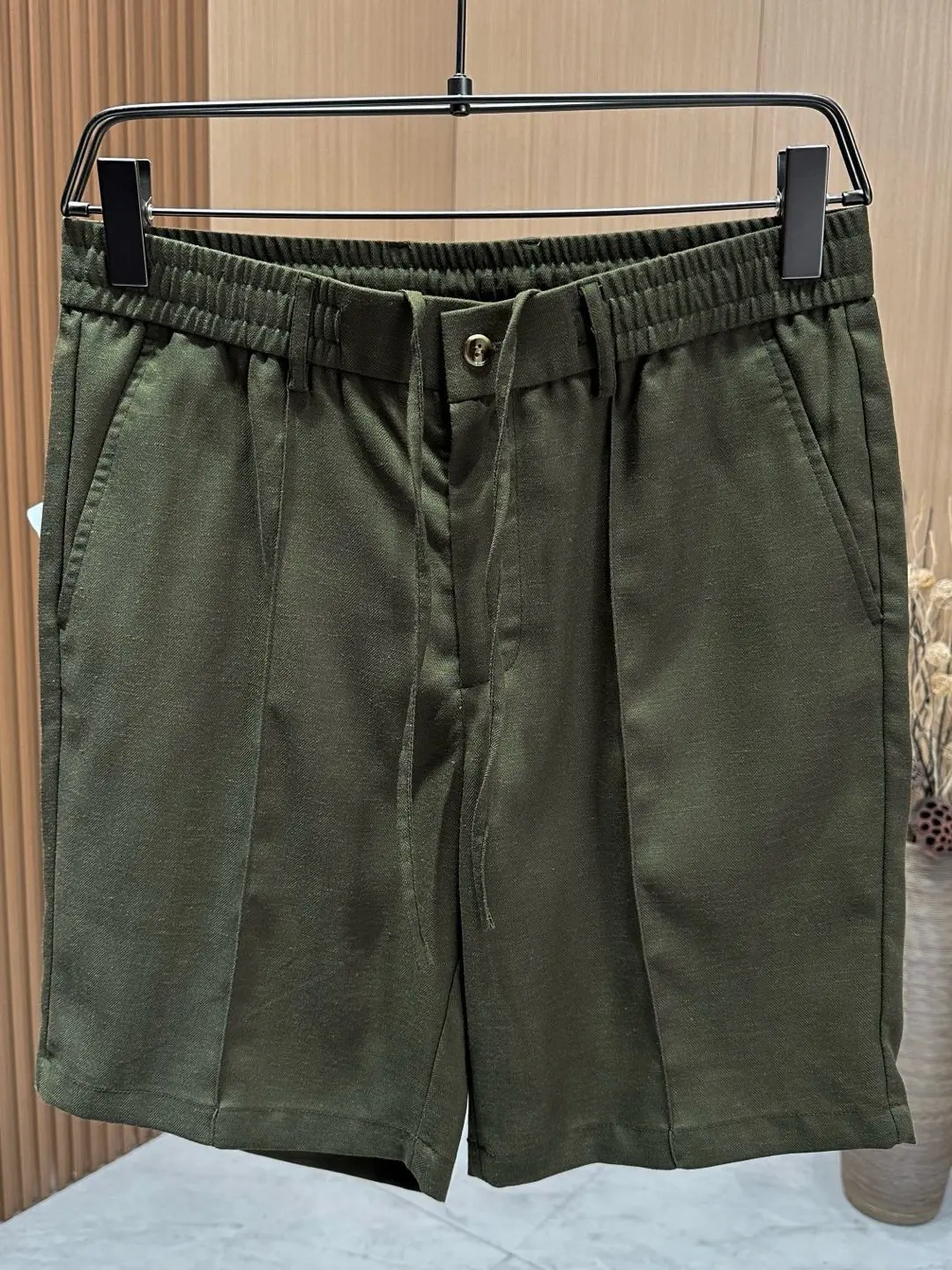 BC old money style summer linen-blend mid-waist straight men's business casual shorts