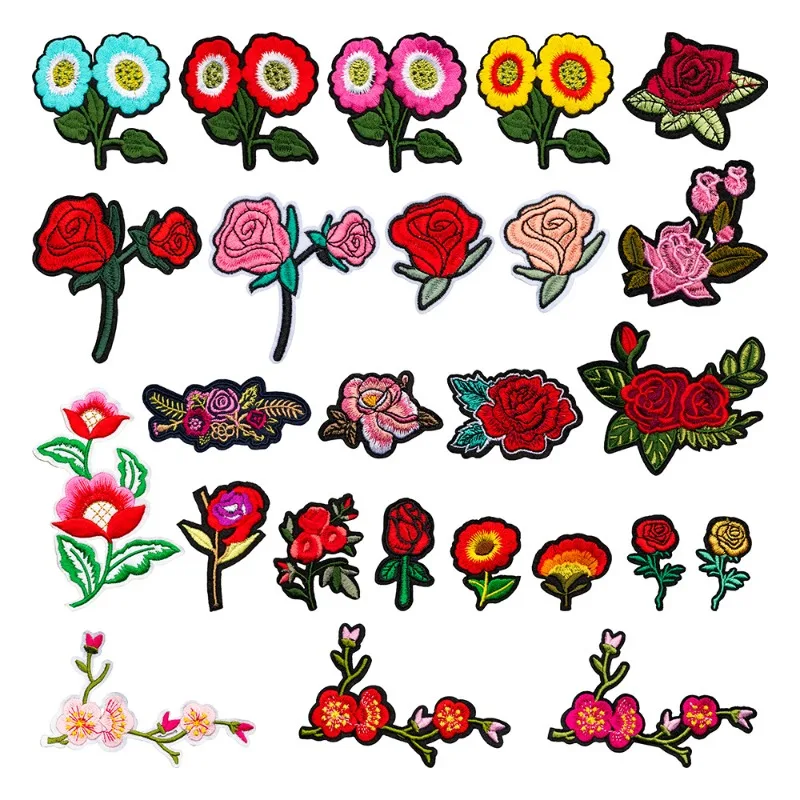 50pcs/Lot Luxury Embroidery Patch Flower Rose Plum Dress Hat Shirt Bag Clothing Decoration Accessory Craft Diy Applique