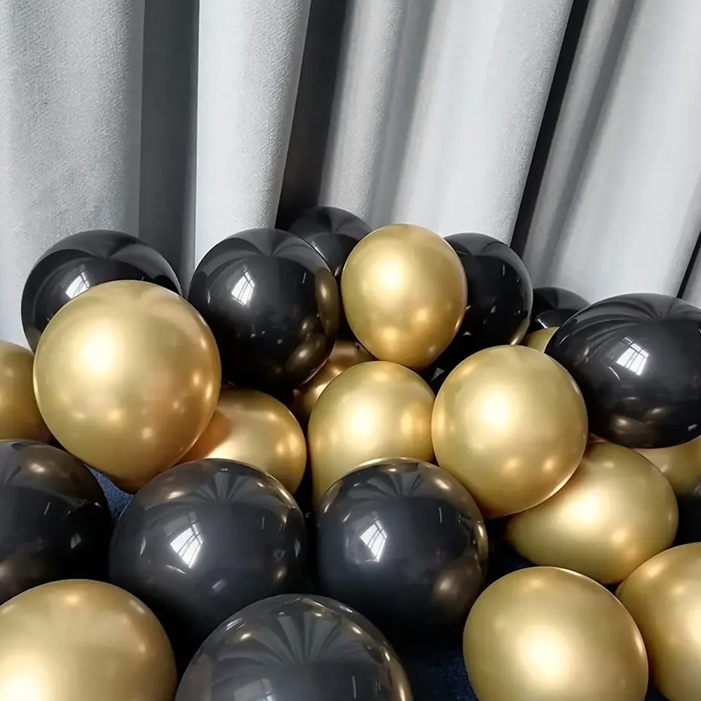 142Pcs Black Metallic Gold Latex Balloon Garland Arch Kit Theme Party Balloons Decorations Supplies