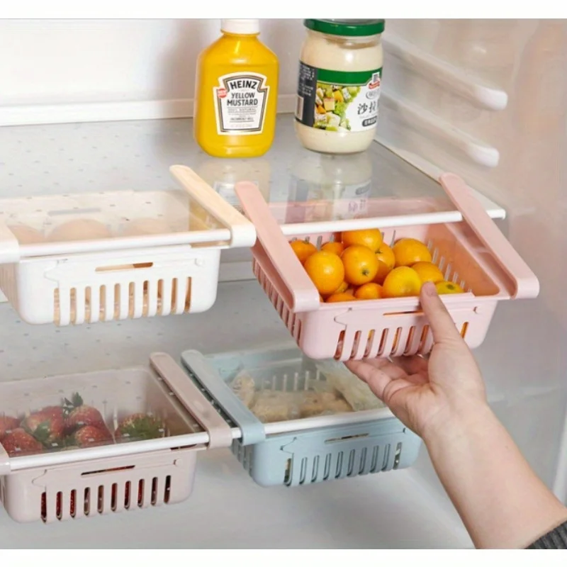 1Pcs Refrigerator Organizer Retractable Multifunctional Tiered Divider Layer Shelf Fruit and Vegetable Kitchen Storage