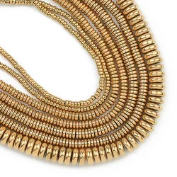 3A+ Retention Color 2/3/4/6MM Flat Round Hematite Natural Stone Spacer Gold Plated Loose Beads For Jewelry Making Diy Bracelets