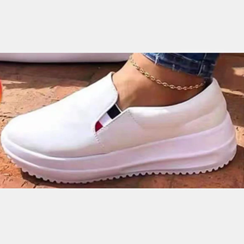 Loafer Shoes Women's One-step White Shoes Thick-soled Platform Casual Women's Shoes Popular Spring New Mid-heel Single Shoes