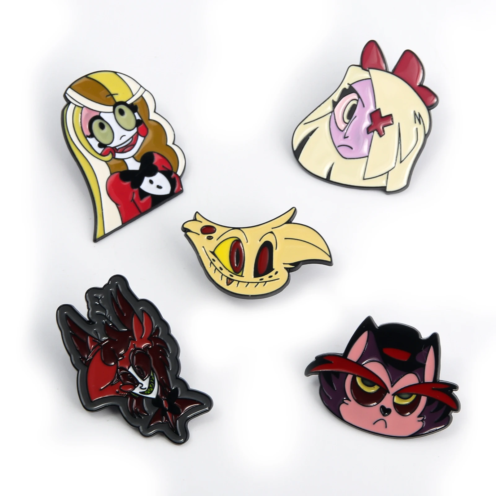 Anime Hell Enamel Pin Brooches Hotel 5 Pack Character Cosplay Props for Women Men Backpack Lapel Clothing Accessories Gifts