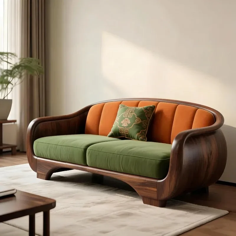 Design New Chinese Style Solid Wood Living Room Sofas 3 Seater Corner Armchairs Minimalist Sofa Living Room High-end Furniture