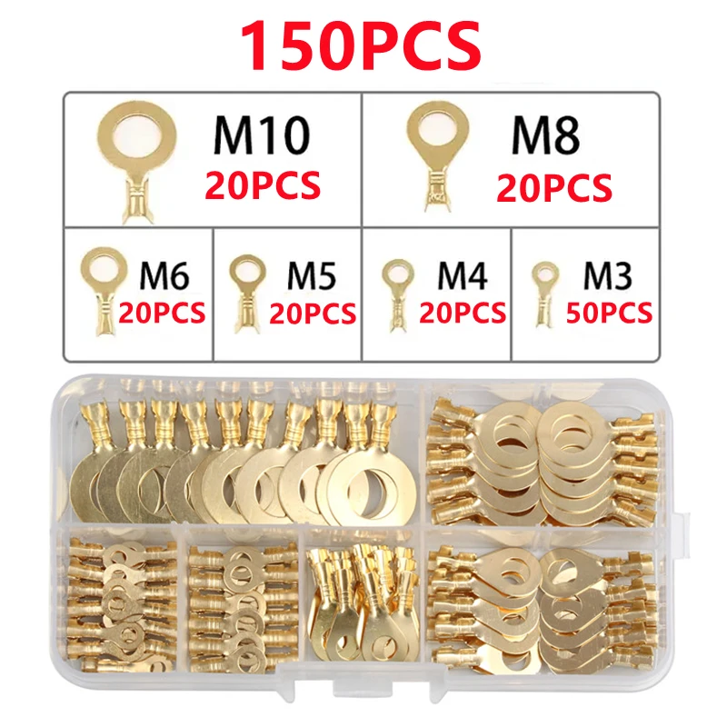 150 sztuk/zestaw okrągła listwa zaciskowa typu O końcówki zaciski złącze tłoczone na zimno miedziana zakładka okablowanie nos kombinowany zestaw nowość