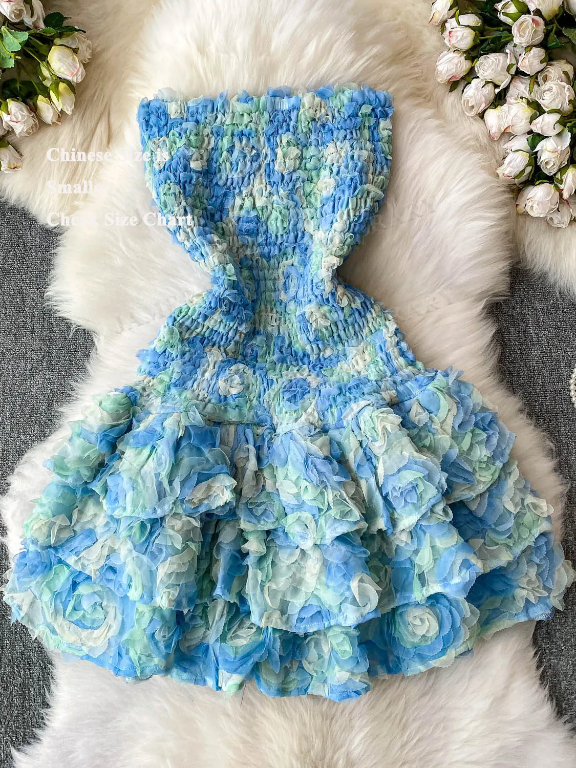 ฤดูร้อนTulleหรูหราชุดราตรีอย่างเป็นทางการผู้หญิงวันเกิดชุดเค้กสั้นสาวหวานเจ้าหญิง 3Dดอกไม้พรหมมินิVestido