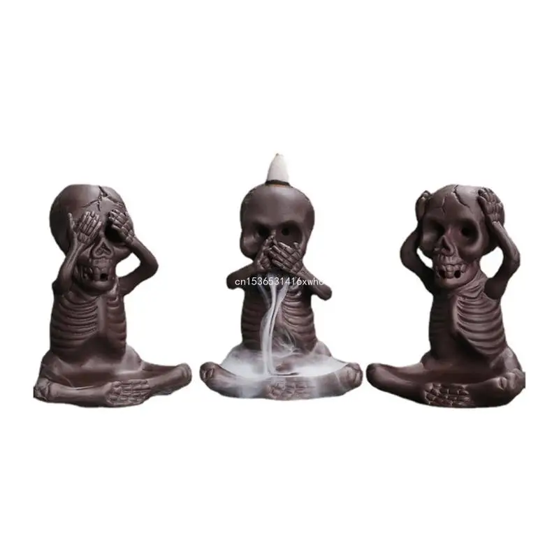 

Dropship Ceramics Skull Incenses Burners Backflow Cones Incenses Holder for Home Decoration