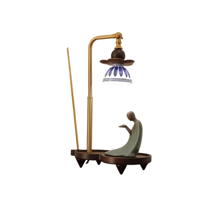 

New Chinese simple blue and white porcelain table lamp, tea table, tea table, study, tea room decoration atmosphere lamp3