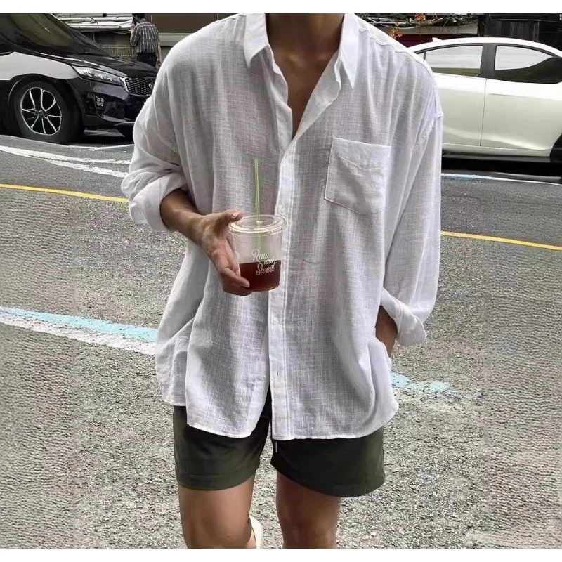 

European Style Premium Linen Shirt, Comfortable Men's Loose and Breathable Workwear Shirt UPF50+sun Protection