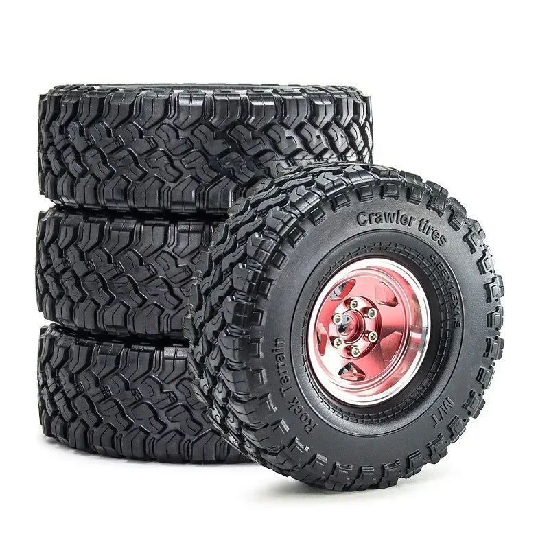 

4pcs 118mm 1.9" Metal Beadlock Wheel Rim Rubber Tire Set for 1/10 RC Crawler Car Trxs TRX4 RC4WD D90 D110 Axial SCX10 MST