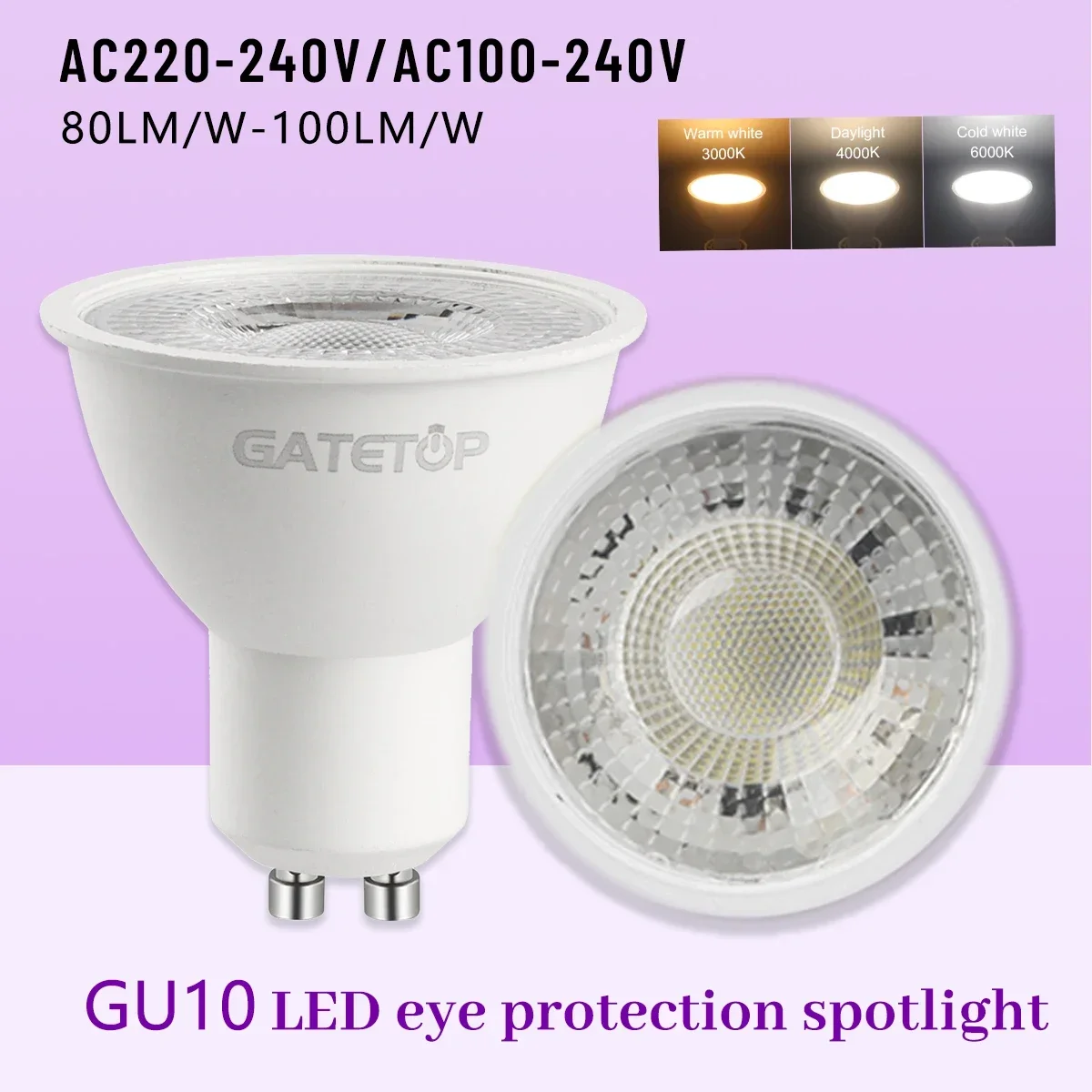 5PCS Hight Lumen LED Spotlight GU10 6W 120degree AC 220V 110V Warm White No Flicker Replaceable 40W Halogen Lamp for Home Derec