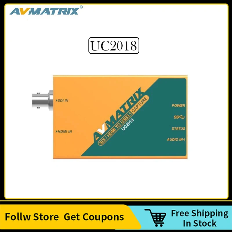 Avmatrix UC2018 HDMI/SDI to USB3.1 TYPE-C Uncompressed Video Capture Compatible With Multiple System / Software For Streaming