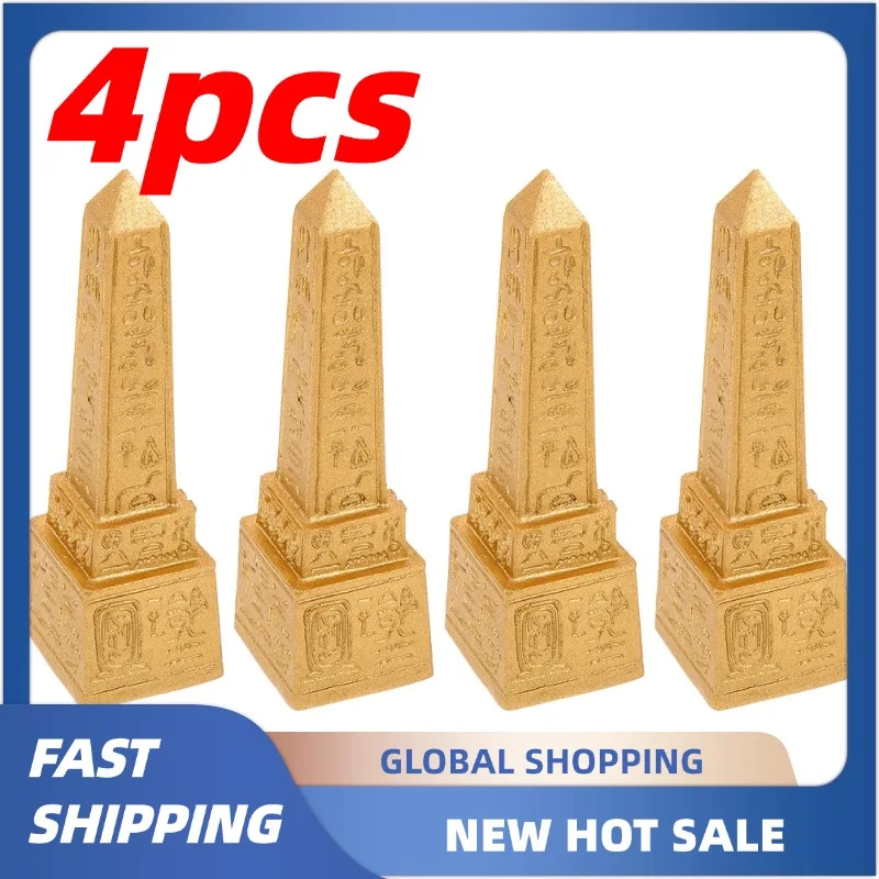

4pcs Unique Egyptian Obelisk Statue Resin Figurines Tall Ancient Egypt Landmark For Kids Educational Toy Home Decor