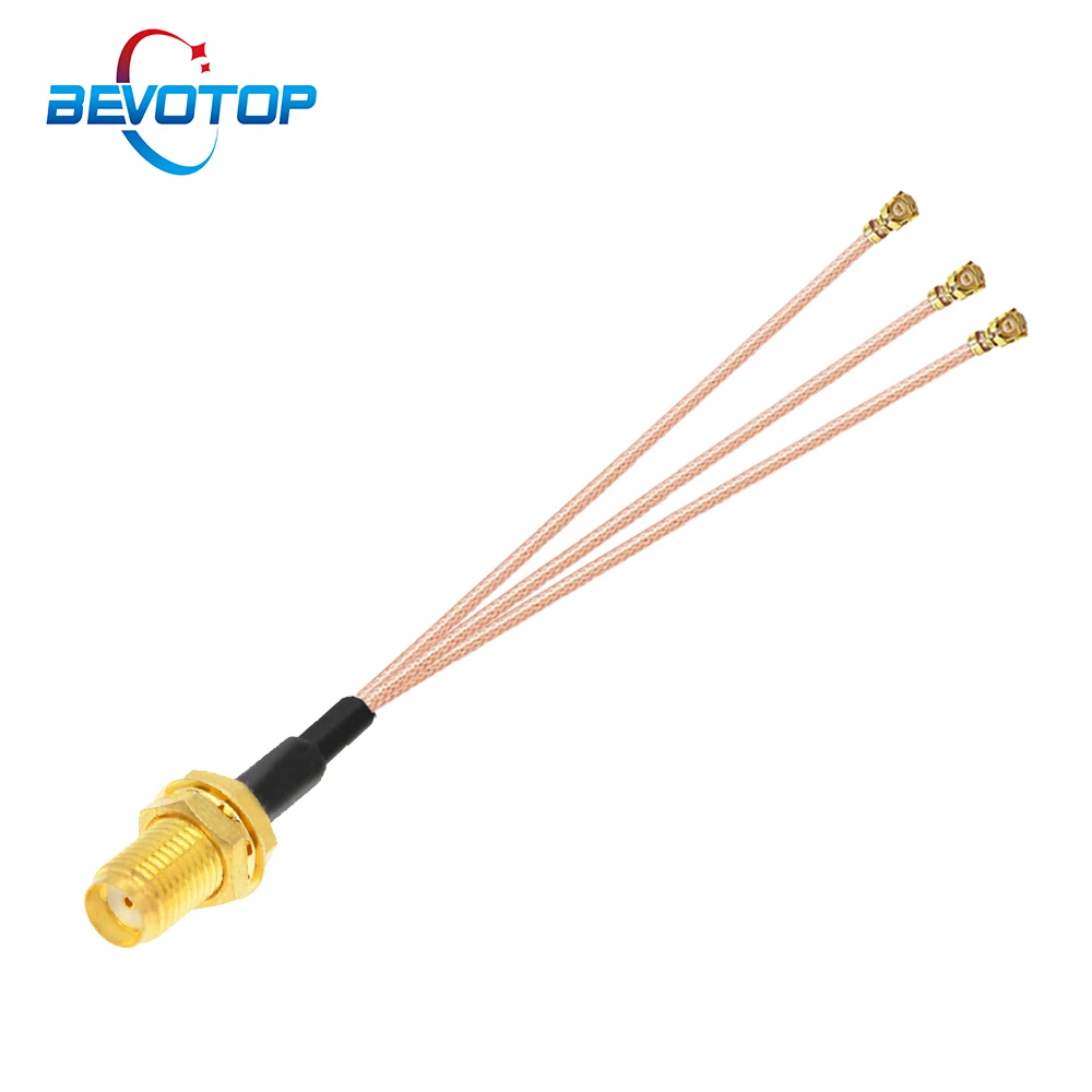 10PCS/lot SMA Female to 3 u.FL  1 Female Jack Triple 3-Way Splitter RG178 Pigtail WIFI Antenna Extension Cable Jumper