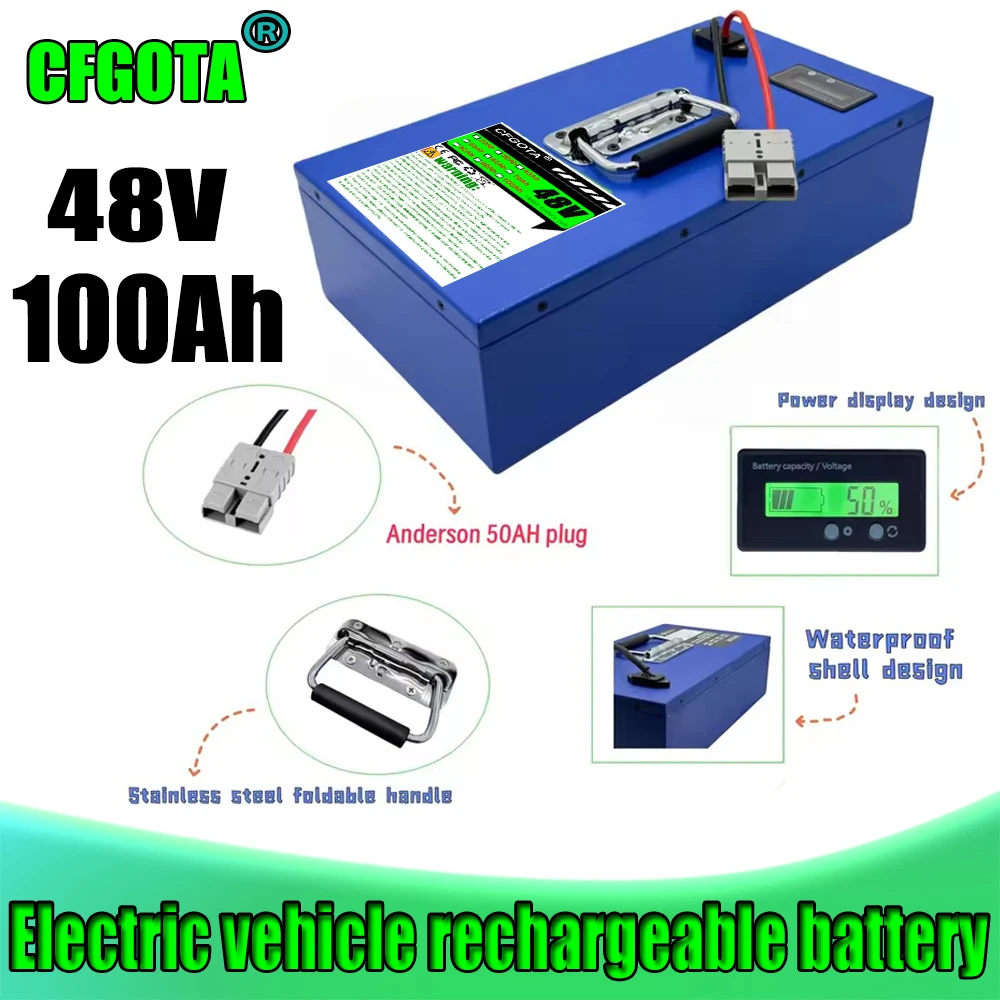 

48V 100Ah 30A BMS Lithium Battery Pack 500W 750W 2000W Motor 18650 Cell For Electric Scooter/Motorcycle motor/Portable Power