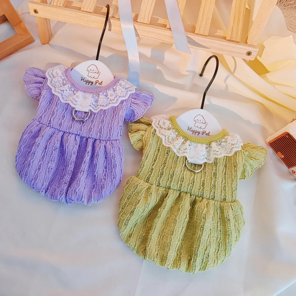 Pet Spring Flower Bud Skirt Thin Breathable Princess Style Tank Top with Mushroom Lace Top Dog Clothes for Small Dogs