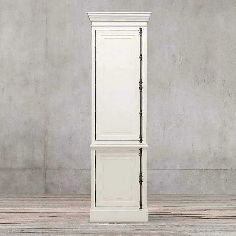 Solid wood multi-door sideboard, French vintage oak floor-and-earth lock double-door wardrobe