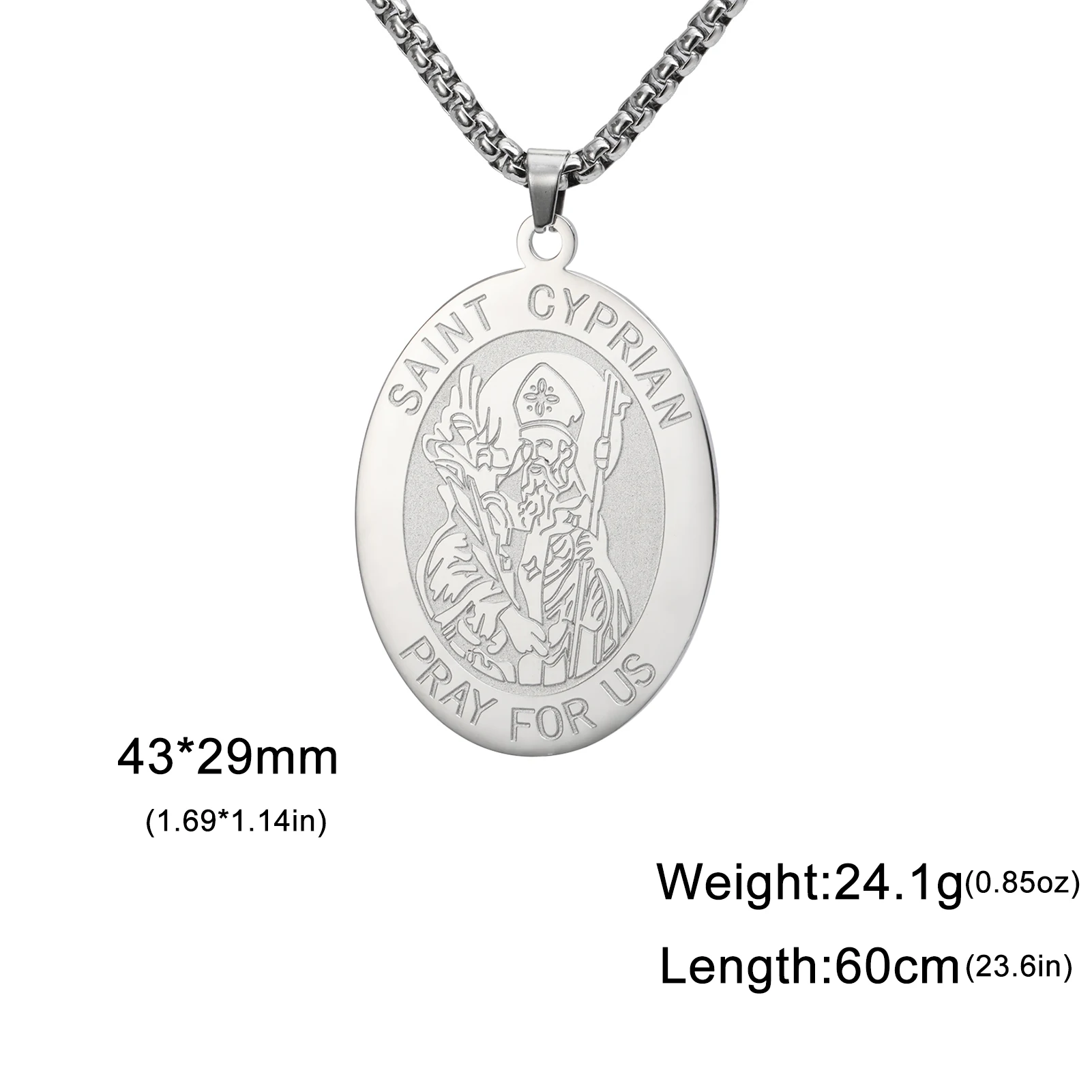 VASSAGO St. Michael & St. Cipriano Archangel Necklace Pray For Us Christian Archangel Medallion, Patron Protection, Amulet Medal