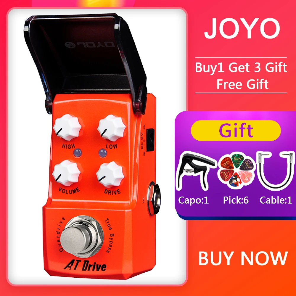 

JOYO JF-305 AT Drive Overdrive гитарная педаль с высоким и низким эквалайзером, регулировка громкости, педаль эффекта для электрогитары True Bypass