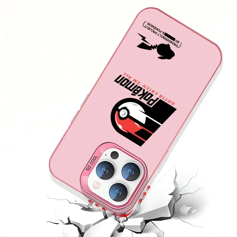 Funda de teléfono P-Pokemons Anime para Apple iPhone 16 15 14 13 12 11 XS X Pro Max Plus cubierta plateada colorida