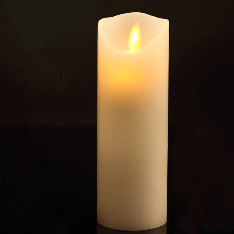 

USB powered Rechargeable led flickering pillar paraffin candle Wavy edge moving wick Wedding Xmas Party Bar decoration-Amber