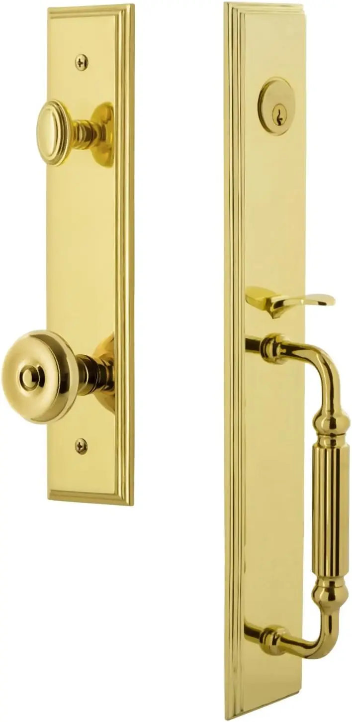 Grandeur Carbou_Eset_234_Fg Carre - Keyed Different - Solid Brass Full Plate Single Cylinder Keyed Entry Handleset With Bouton