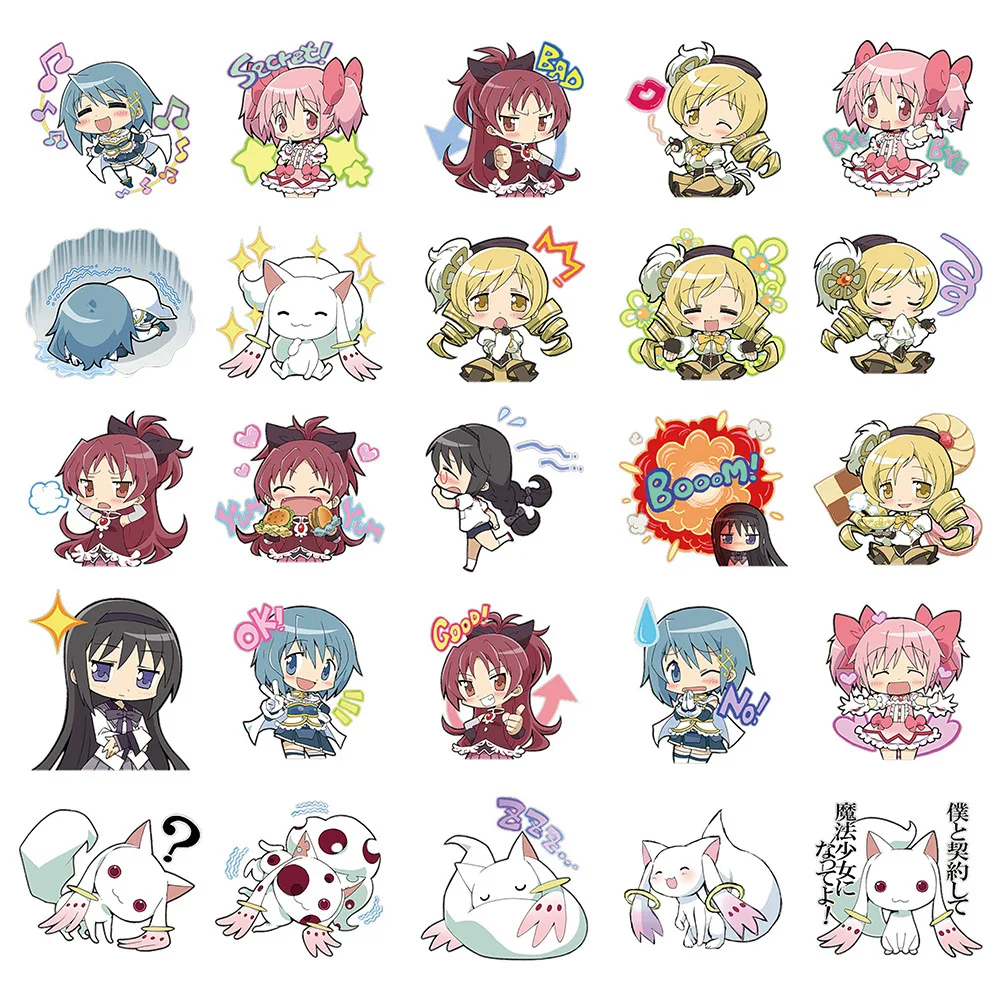 48 قطعة أنيمي Puella Magi Madoka Magica ملصقات Kawaii الكرتون فتاة كانام مادوكا Akemi Homura الشارات لأجهزة الكمبيوتر المحمول الهاتف الدراجة