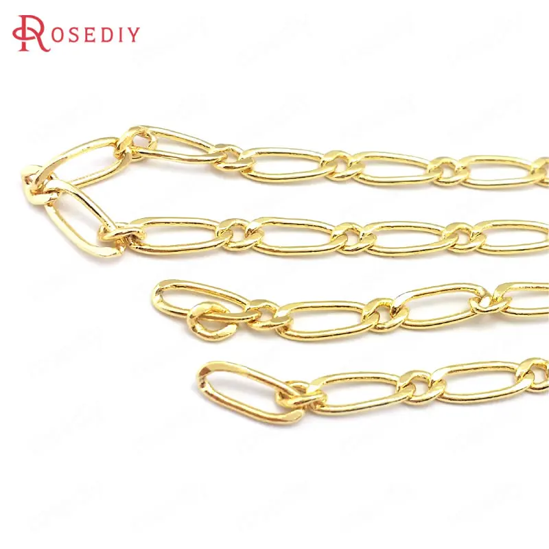 (39676)1 Meter 24K Gold Color Brass Long Oval Shape Necklace Chains Jewelry Chains Jewelry Making Supplies Findings Accessories