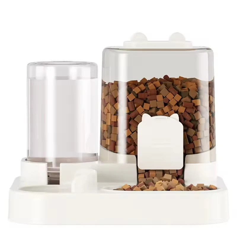 

2 in 1 Stylish Plastic Automatic Feeder for Cats with Large Capacity 1.8L Food Bowl & Integrated 0.8L Water Bowl