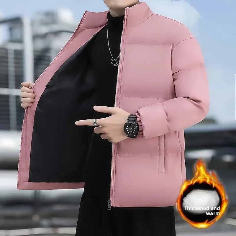 

Новая горячая распродажа сезона, мужская утолщенная теплая хлопковая куртка свободного покроя с воротником-стойкой, универсальная верхняя одежда, удобное зимнее пальто