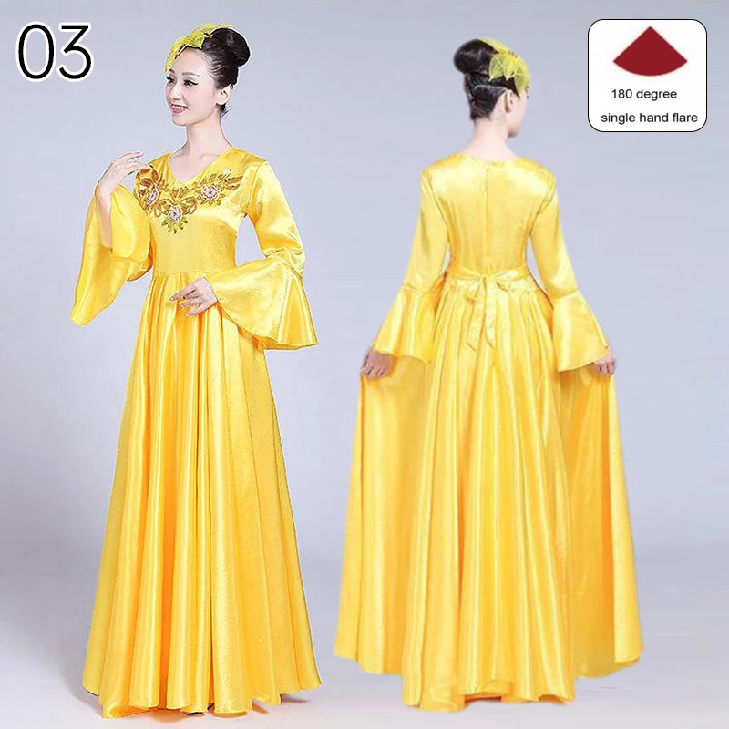 Vestido de dança flamenco espanhol de 180 graus, vestido feminino para prática de salão, abertura de dança étnica, traje de performance de dança nacional