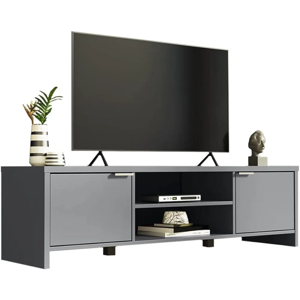 TV Stand Cabinet With Storage Space and Cable Management Modern Furniture Home Wooden TV Table Unit for TVs Up to 65 Inches Room