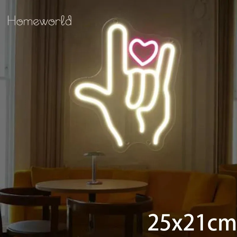 

Finger Love Heart Sign LED Neon Light For Home Wedding Party Valentine's Day Hanging Wall Decor USB Powered birthdy party decor