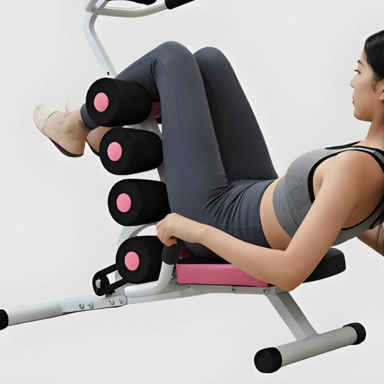 Banc d'étirement dorsal compact, banc d'entraînement abdominal, machine d'inversion, rouleaux en mousse multiples, machine à crunches