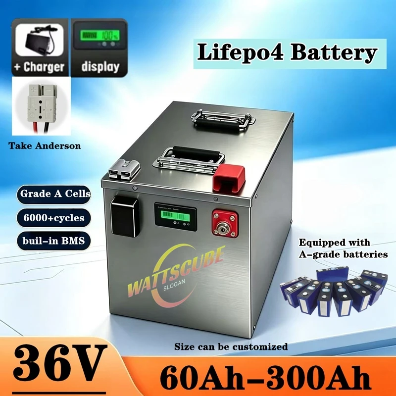 LifePo4 Lithium Battery 36V 60AH 80AH 100AH 120AH 150Ah 200AH 300ah , 3000w Golf Cart, Electric Vehicle+Charger