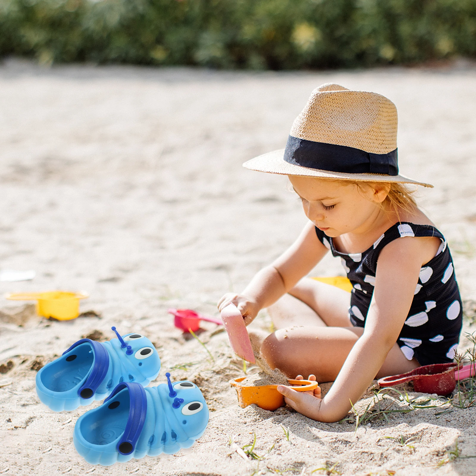 

1Pair Casual Caterpillar Blue Beach Sandals Size 24 Length 14.5cm Comfortable Non-Slip Lightweight Summer Shoes for Boys Girls