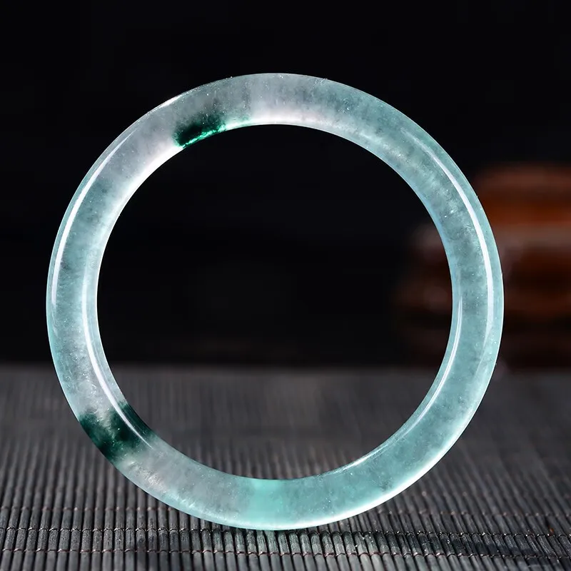 Ice-like Light Green Floating Flowers Quartzite Thin round Bracelet Women's Beauty Bracelet Aquamarine Jingle Bracelet Women's J