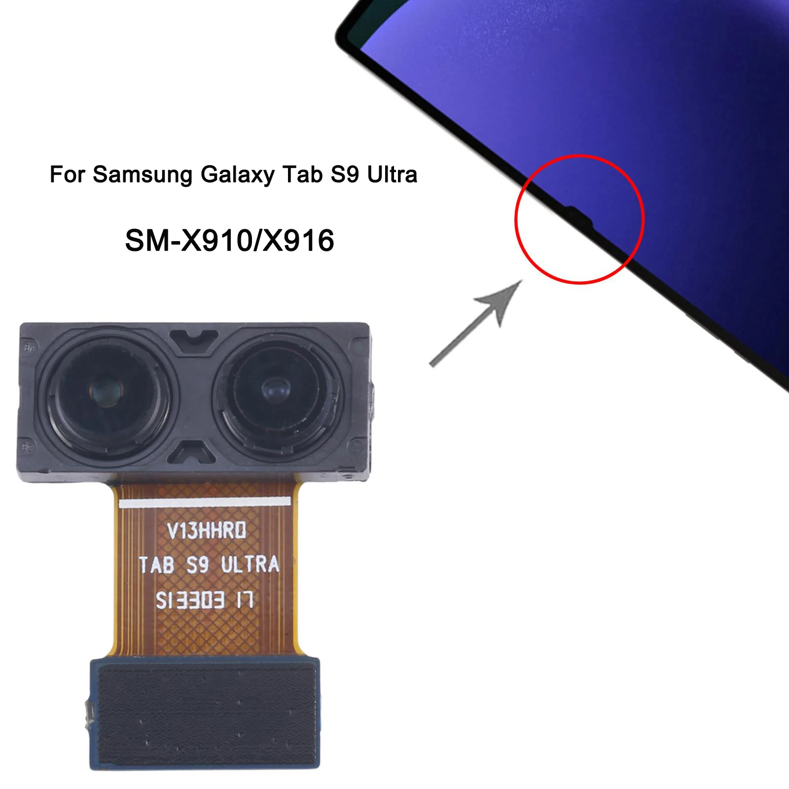 

Передняя камера для Samsung Galaxy Tab S9 Ultra SM-X910/X916, SM-X700, SM-X510/X516, SM-X200/X205, SM-X900, SM-X200/X205