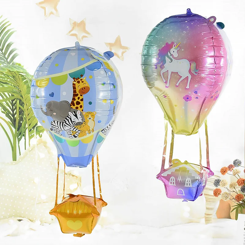 

4D House Hot Air Balloon Unicorn Jungle Animal Aluminum Film Ballon Baby Shower Decor Birthday Kids Toy Globos Party Supplies