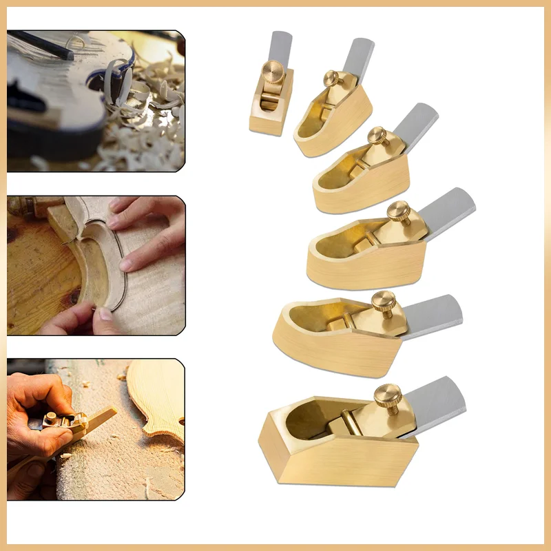 Brass Copper Violin Thumb Plane, Convex & Flat Bottom Luthier Tool, Mini Hand Planer for Violin Viola Cello