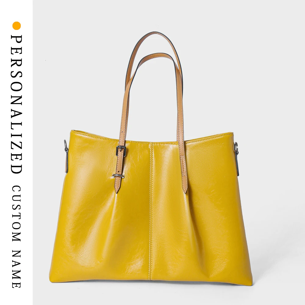 

Cowhide women's bag commuting niche women's handbag contrast color high-quality large capacity single-shoulder oblique straddle