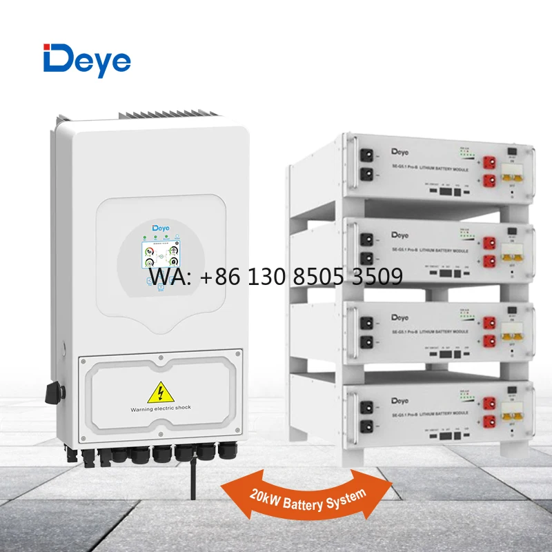 

Customized Deye 5kW 6KW Single Phase Hybrid Energy Storage Inverter and 10kWh 20kWh Lithium Battery for Home Power System
