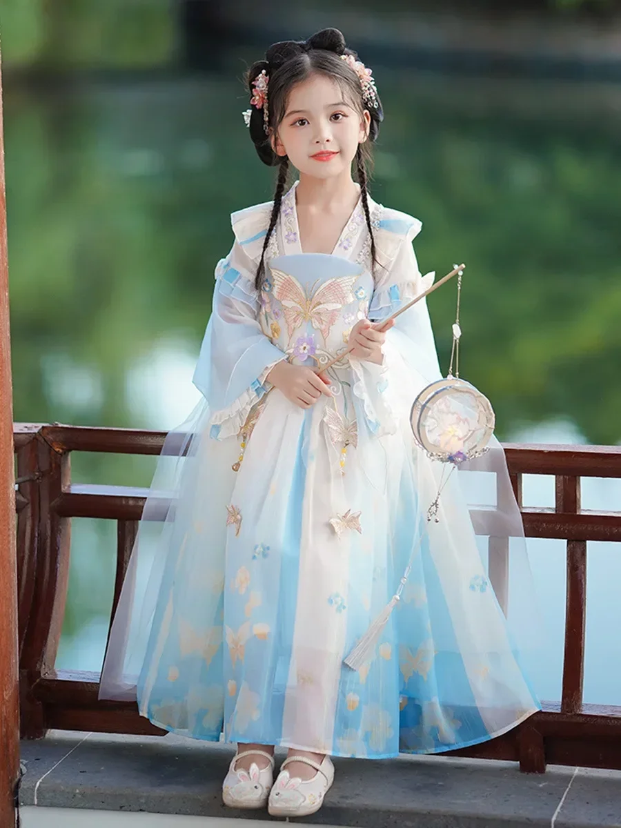 AOSHIYA 2024 New Chinese Traditional Girls Embroider Hanfu Dress Fairy Outfit For Girl Children Chinese Style Tang Photography C