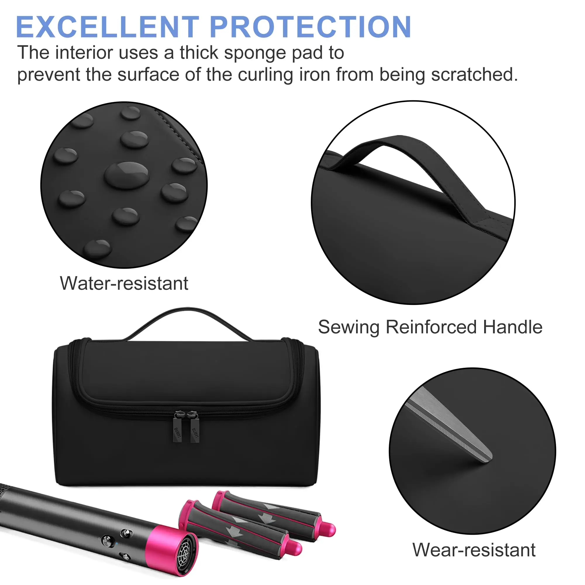 Travel Storage Case Organizer Compatible with Dyson Airwrap, Hair Dryer,4 Curling Barrels, 2 Smoothing Brushes, Volumizing Brush - view 4