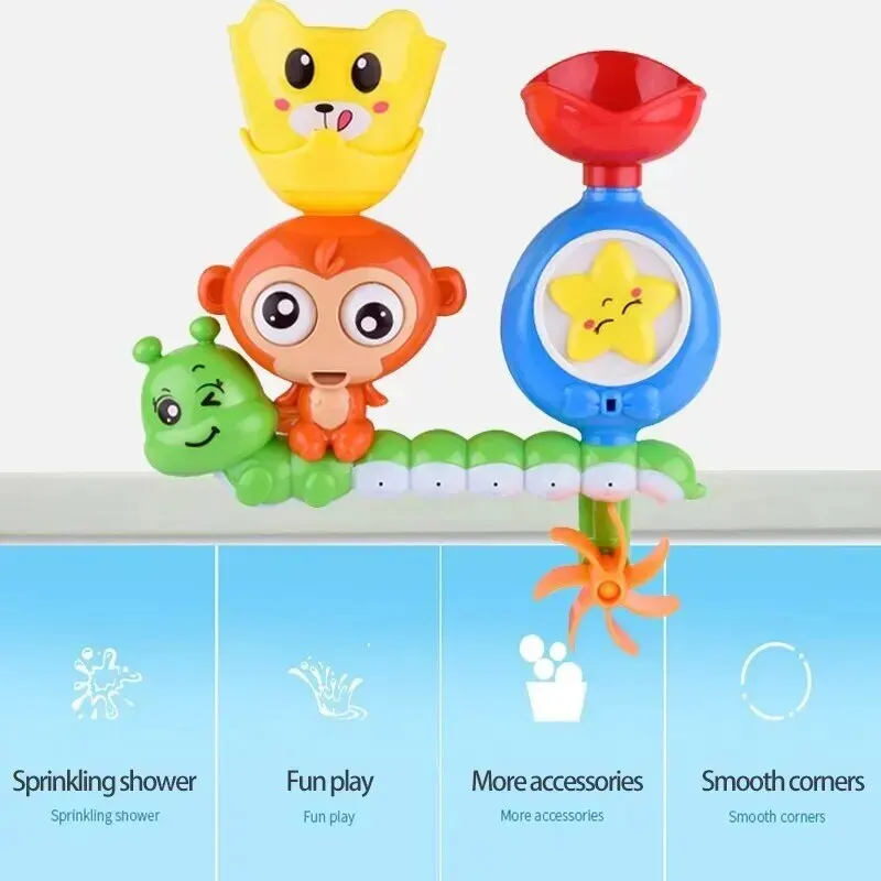 Little Monkey Turning Music Rotating Water Wheel Baby Bath Toys Baby Water Spray Children Playing Water Girls Boys